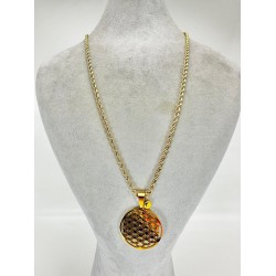 Gold Yuvarlak Desenli Kolye